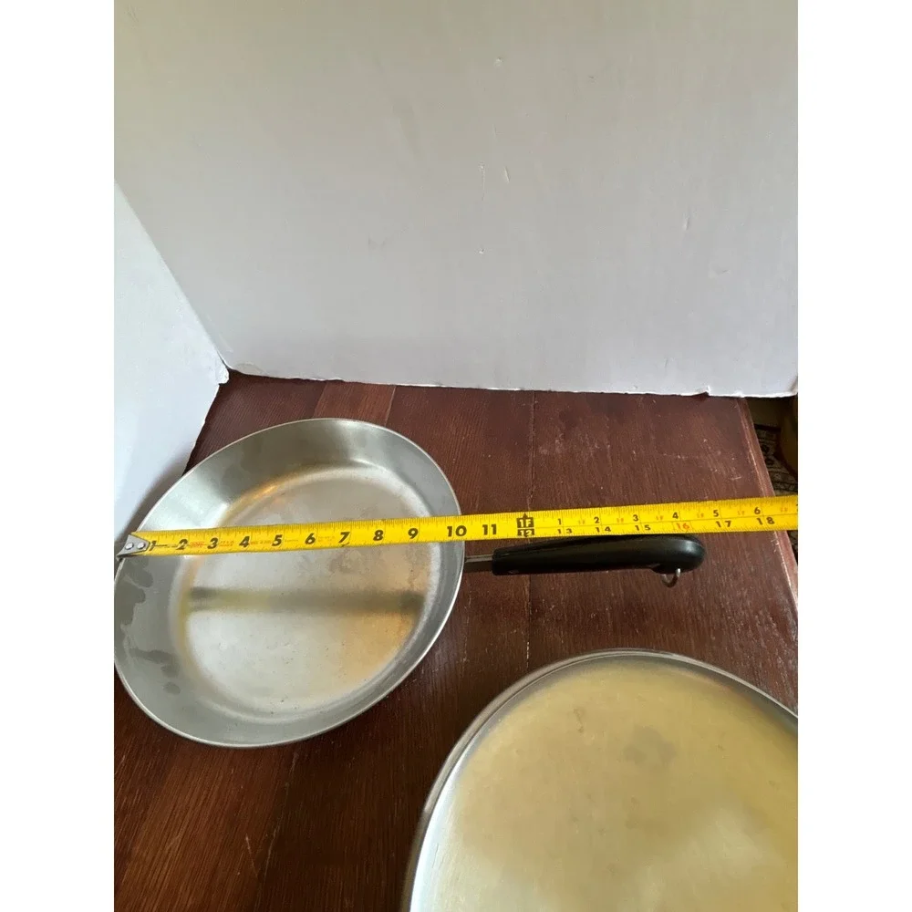 Vintage Revere Ware 10 Inch Skillet Copper Clad Bottom Frying Pan with Lid 1801